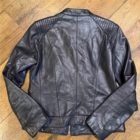 Cole Haan Black Leather Moto Jacket - Picture 6 of 7